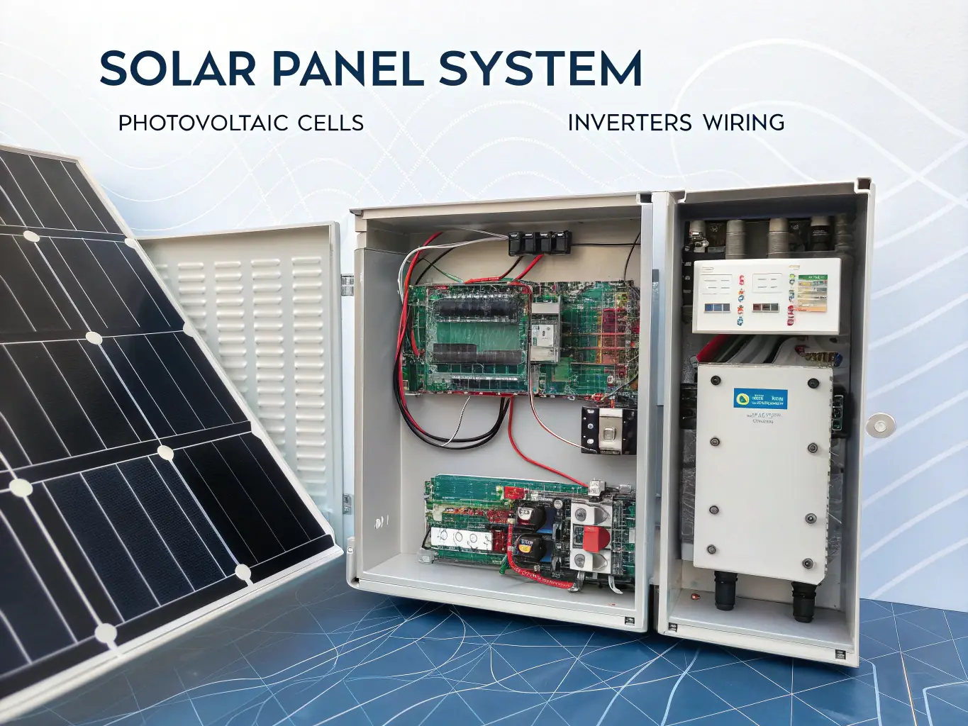 A detailed shot of the Light Kiosk's photovoltaic panels integrated beneath the advertising print, showcasing the autonomous power supply system. The image should highlight the kiosk's self-sufficiency and sustainable energy source.