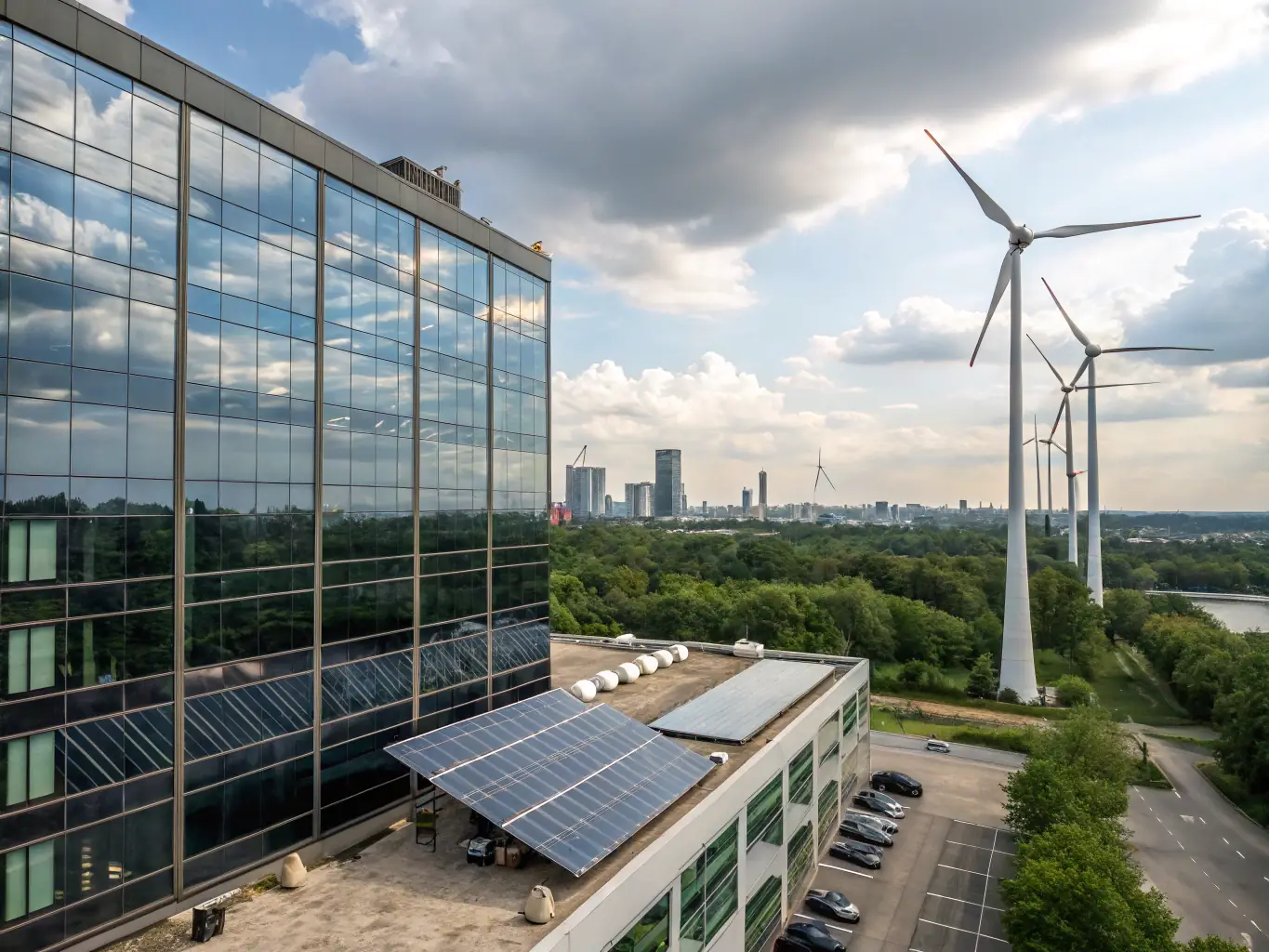 An image showcasing the light kiosk with integrated photovoltaic panels, emphasizing its autonomous power supply and energy-efficient operation. The image highlights the kiosk's sustainability and self-sufficiency.