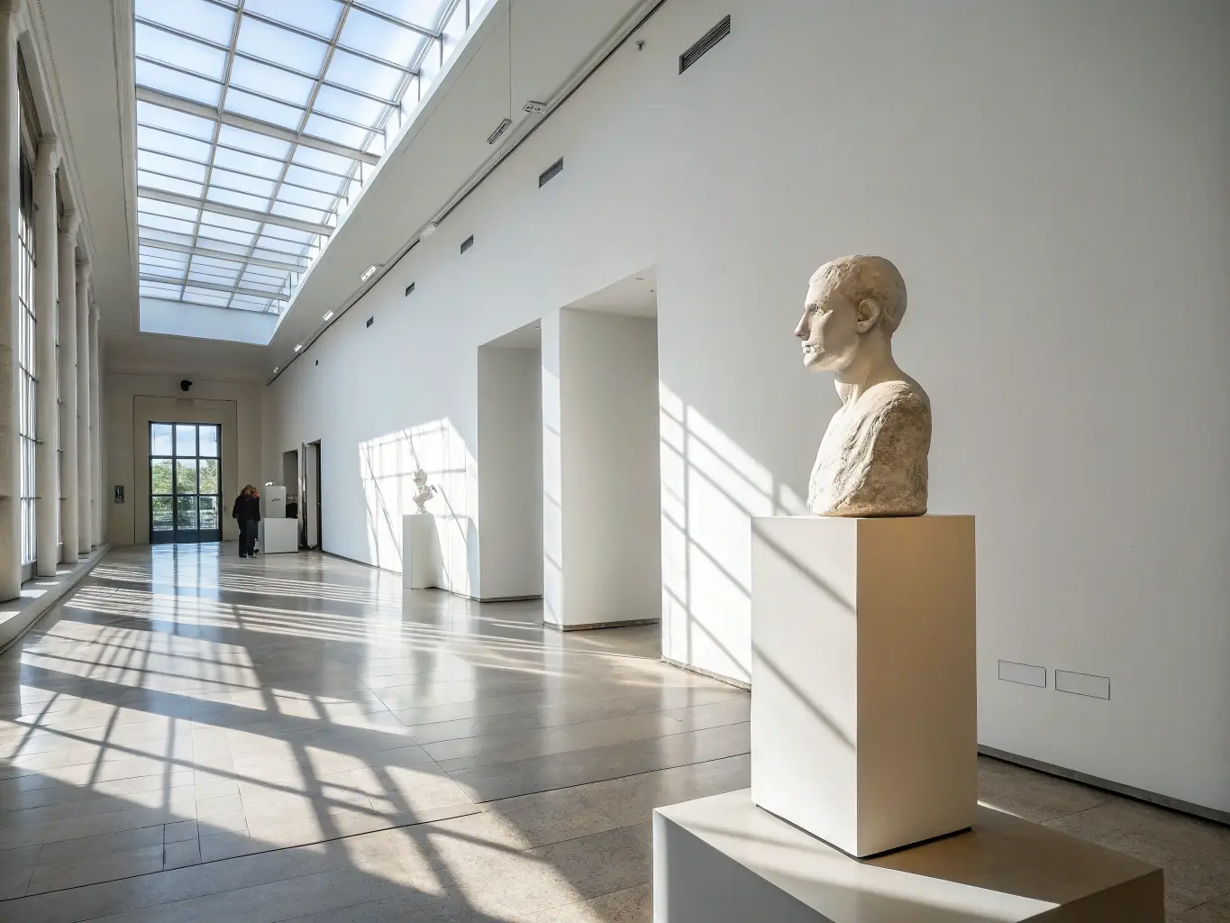 A Neona.pl light kiosk installed as a modern art installation in a gallery, showcasing its minimalist design and integrated lighting.